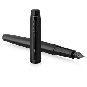 lot 33872 image: Parker IM Fountain Pen, Matte Black, Black Trim, Medium Point, Blue Ink Cartridge, Gift Box - Perfect for Calligraphy and Artistic Writing