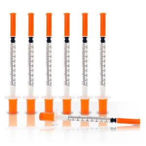 lot 33873 image: 1ml 31G 516 Inch 8mm Syringes with Needle, U-100 Lab Tools, Individual Wrapped, Pack of 30 - Retail $6