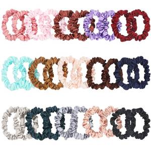 lot 33901 image: KECUCO 30Pcs Small Silk Satin Hair Scrunchies, Hair Ties for Women Girls Hair Accessories Gift (Multicolor A) - Retail $7