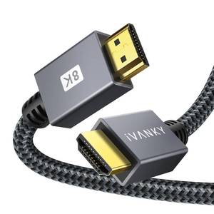 lot 33906 image: IVANKY 10K 8K HDMI Cable 10 ft, 48Gbps HDMI 2.1 Cable 10ft Ultra High Speed, 8K60Hz, 4K120Hz, HDReARCHDCP 2.2&2.3, Braided HDMI Cord 10ft Compatible for Roku TVPS5XboxLaptopMonitorPCSwitch - Retail $7