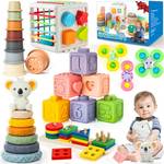 7in1 Montessori Baby Toys for 6-12¯Months & 1+ Years, Infant Sensory Teething & Stacking Blocks | Wooden Shape Sorter, Xylophone Musical Toy, Birthday Gift for Toddlers 1-3 - Retail: $83