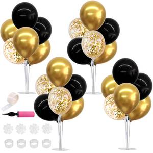 lot 22859 image: TONIFUL 4 Set Black Gold Balloon Centerpieces for Table,Balloon Stand Kit for Black Gold Party Decor 40th 50th 60th 70th Birthday Decorations Anniversary Graduation Decorations 2026 Retirement - Retail $15