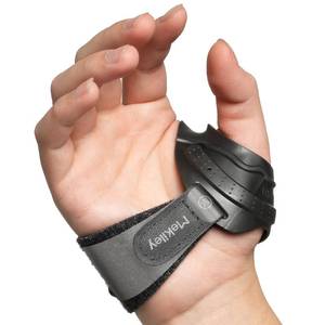 lot 22883 image: Mekiley CMC Thumb Support Brace - with Firm Supportive Wrist Strap, Dual Density Thumb Brace Stabilizes CMC Joint, Pain Relief for Osteoarthritis for Women and Men (Black, Right Hand, Small) - Retail $25