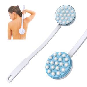 lot 22897 image: Yiesoum Back Lotion Applicator and Massager by Body Long Handheld self-Handhled Easy Reach for Sunscreen, Cream, Shower Gel on Back, Legs and Feet, Long Shower Bath Brush, Easily Roll-a Dispenser - Retail $12
