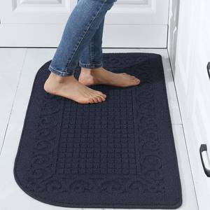 lot 22909 image: COSY HOMEER 39X20inch Anti Fatigue Kitchen Rug Mats are Made of 100% Polypropylene Half Round Rug Cushion Specialized in Anti Slippery and Machine Washable,Navy - Retail $24