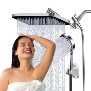 lot 23000 image: Shower Head,14 High Pressure Shower Combo,Rainfall Shower System with Handheld Spray,All Metal 3-Way Diverter & 6ft Hose,Anti-Clog Nozzles,Easy to Install in Bathrooms-Chrome