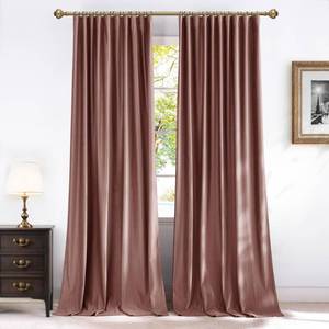 lot 23003 image: NICETOWN Dusty Rose Pink Blackout Velvet Curtains for Girls Room 84 inch Long - Privacy Protection Light Blocking Drapes for Living Room, Gifts for Mom, W52 x L84, 2 Panels - Retail $29