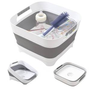 lot 23004 image: BKJSP 2.6 Gal 10L Collapsible Wash Basin with Drain Plug, Portable Large Capacity Foldable Dish Tub, Multifunctional Sink for Baby Bottles, RV, Camping, Kitchen, Travel & Outdoor Activities - Retail $16