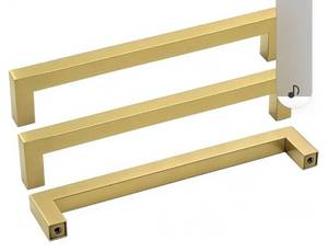 lot 23036 image: Goldenwarm 25 Pack Brass Kitchen Hardware Gold Drawer Pulls - LSJ12GD160 Brushed Gold Cabinet Knobs Square T Bar Dresser Drawer Pulls for Cabinets Bathroom Handles 6-14 Hole Centers - Retail $55