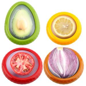 lot 23041 image: T-Raputa Avocado Saver and Tomato Holder - Set of 3 Reusable Storage Containers for Fridge - Ideal for Garlic, Onions, Lemons, and Potatoes - Retail $12