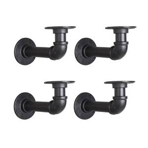 lot 23044 image: YCCO Industrial L Pipe Shelf Brackets for 7-14 in Depth Wood,Heavy-Duty 34 Iron,Wall Mount Floating Shelf Bracket L Metal Pipe Shelving Brackets for Wood-Black DIY Pipe Shelves(6.73.1 Inch 4 Pack) - Retail $20