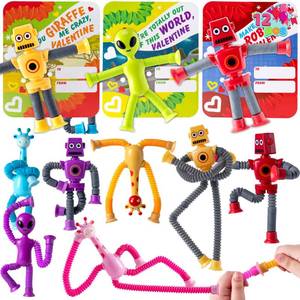 lot 23045 image: JOYIN 12 Packs Valentines Day Telescopic Suction Pop Tube with Cards, Kids Toys Party Favors, Classroom Exchange Gift for Kids, Classroom Holiday Prizes