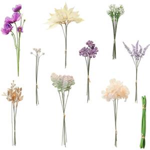 lot 23048 image: Floroom Artificial Greenery Stems Box Set, 45pcs with 9 Kinds of Faux Greenery Flowers Picks for DIY Bridal Bouquets Wedding Floral Arrangement Table Centerpieces, Lavender & Gold - Retail $23