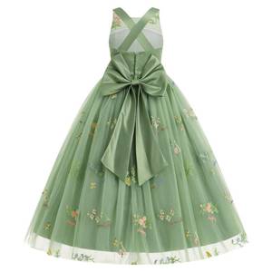lot 24274 image: IBTOM CASTLE Toddlers Girl 3D Flower Feather Dress - Embroidery Bridesmaid & Birthday Dress for Holy Communion - Lace Tulle Party Gown - Green, Size 5-6 Years - Retail $40