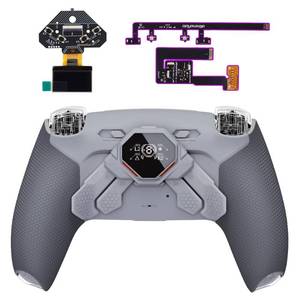 lot 24276 image: eXtremeRate SPARK Back Paddles Kit for PS5 Controller BDM-030 040 050, OLED Display  Clicky Trigger Stops  Ergonomic Rubberized Grips Remappable 4 Back Buttons Set for PS5 Controller - Clear Black - Retail $117
