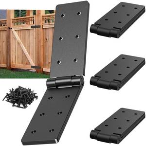 lot 24278 image: Heavy Duty Gate Hinges 270 Degree Adjustable for Wood Fence Barn Door, Double Layer Folding Butt Hinges with Screws, 4PCS Heavy Duty Hinges Kit - Retail $30