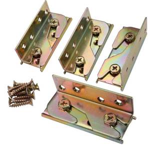 lot 24292 image: KASUNEN Bed Rail Brackets - Wooden Bed Frame Hardware - Heavy Duty Non-Mortise Bed Rail Fittings - Set of 4 (Screws Included) - Retail $17