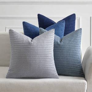 lot 24297 image: MIULEE Blue Decorative Pillow Covers 20x20 Inch Set of 4 Boho Western Farmhouse Home Decor Couch Throw Pillows Summer Coastal Corduroy Couch Pillowcases Industrial for Sofa Living Room Bed - Retail $23