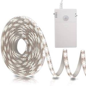 lot 30399 image: echosari Battery Operated Motion Sensor Cabinet Strip Lights, 9.8Ft 90 LED Counter Closet Strip Light, Motion & Night Sensor Safe Tape Light for Stairs Wardrobe Kitchen (Cool White) - Retail $12