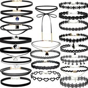 lot 30744 image: YOKER 22 Pcs Necklaces Black Velvet Choker Set for Womens Velvet Choker Set Classic Gothic Tattoo Lace Chokers Adjustable for Party Cosplay Christmas Birthday - Retail $13