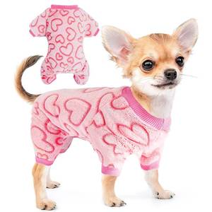 lot 30751 image: Dog Sweaters for Small Dogs Girl Dog Clothes Fleece Small Dog Pajamas Female Warm Dog Pjs Soft Dog Onesie Heart Chihuahua Clothes Pink Pet Puppy Pajamas, 3XS - Retail $9