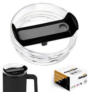 lot 30752 image: Fabenyok 20 OZ 30 OZ Tumbler Lid Replacement Fit for Stanley Cup,1 Pack Clear Replacement Lids, Tumbler Covers for Stanley Cup Accessories (Clear - Black) - Retail $6