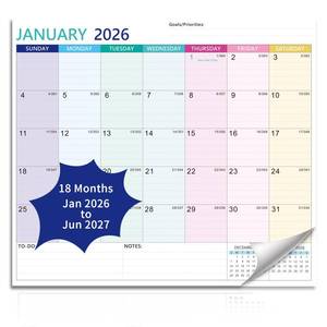 lot 30753 image: 2026-2027 Magnetic Fridge Calendar 18 Monthly Magnetic Calendar for Refrigerator Planner Runs from October 2026 Until June 2027 Easy Organizing Markers Tearable (Multicolor) - Retail $6