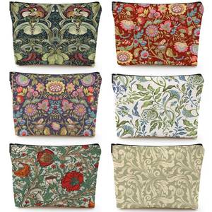 lot 30757 image: CHENGU 6 Pcs Vintage Makeup Bag Gifts Botanical Classic Floral Canvas Cosmetic Bags Portable Aesthetics Floral Toiletry Bags Birthday graduation Gifts for Women Girls Mom Friends - Retail $13