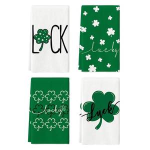 lot 30758 image: Artoid Mode Green Clover Shamrock Lucky St. Patricks Day Kitchen Towels Dish Towels, 18x26 Inch Seasonal Decoration Hand Towels Set of 4 - Retail $10