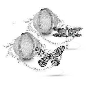 lot 30777 image: NSTaygate 2pcs Tea Infuser,Loose Leaf Tea Steeper Tea Strainer with Charm Handmade Dragonfly Butterfly Pendant Tea Ball Tea Filter Tea Infusers for Loose Tea - Retail $9