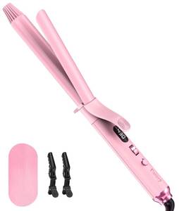 lot 32371 image: FARERY Long Barrel Curling Iron 1 Inch, Extra Long Curling Iron for Thin Hair, Infused Argan Oil & Keratin, 11 Adjustable Temp, Include Clips & Silicone Pad, black - Retail $50