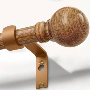 lot 32373 image: Boho Wood Curtain Rods for Windows 72 to 144 inch 1 Diameter Adjustable Heavy Duty Window Curtain Rod with Decorative Wooden Grain Finials Drapery Rods for Living Room Bedroom Kitchen Cafe Farmhouse - Retail $29
