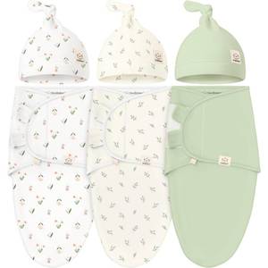 lot 33917 image: KeaBabies 3-Pack Organic Swaddles for Newborns Girls, Boys with Hats - Soft Cotton Baby Sleep Sacks 0-3 Months, Breathable Baby Hats and Swaddles 0-3 Months, Newborn Essentials Must Haves (Fleur) - Retail $27
