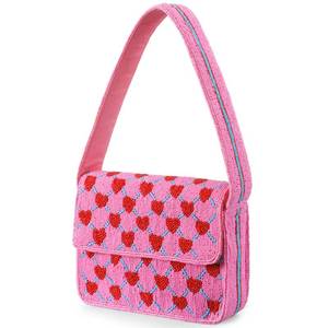 lot 33934 image: Sunnymove Beaded Shoulder Bag - Handmade Beaded Handbag, Clutch, Purse for Summer Birthday Her Women Mom Gift(Pink Heart) - Retail $55