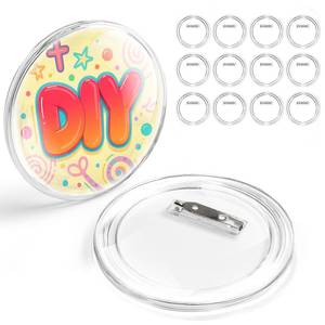 lot 33941 image: 12 Pack 3 Inch Clear Button Pins Photo Button DIY Custom Acrylic Blank Badge Pins for Crafts - Retail $10
