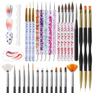 lot 33947 image: Artdone Nail Dotting Tools 32PCS Double-ended Nail Art Brushes Kit Nail Art Gel Polish Liner Brushes Design Pen For Nail Drawing And Nail Paint Brushes Small Detail Brushes - Retail $6