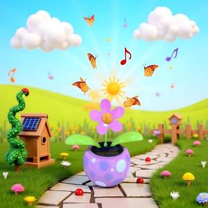 lot 33948 image: Solar Dancing Flower, Flower Solar Powered Dancing in Colorful Shape Flip Flap Animated Bobblehead Dancer Window Sun Catcher Car Dashboard Decor Solar Power Kits,Learning and Education - Retail $8