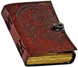 lot 33951 image: Doors of Durin Tolkien Lord of the Ring Embossed Leather Journal , Book Hobbit Jrr tolkien books lord of the rings Book of Shadows Notebook Grimoire Witchcraft Supplies Merchandise Bookends Gift For Men and Women 7x5 In (Brown) - Retail $23