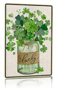 lot 42538 image: Smilelife St Patricks Day Gifts Funny Green Shamrocks Clovers Lucky Irish Tin Sign for Home Room Yard Garden Vintage St Patricks Day Decor 8x12 Inch (3095) - Retail $8