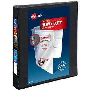 lot 42541 image: Avery Heavy-Duty View 3 Ring Binder, 1 One Touch Slant Rings, Holds 8.5 x 11 Paper, 1 Black Binder (05300) - Retail $6