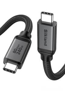 lot 42544 image: Silkland 80Gbps USB 4 for Thunderbolt 5 Cable 6.6FT2M, up to 120Gbps Bandwidth for Dual 8K, 240W PD 3.1 Charging, Braided USB C Video Cable Compatible for Thunderbolt 4, SSD, MacBook,iPhone 17, Dock - Retail $47