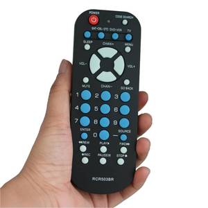 lot 42559 image: 3-Device Universal Remote Control RCR503BR sub RCR503BE RCR503BZ Compatible for Most Major Remote Brands TV DVD or VCR Satellite Receiver Cable Box Digital TV Converter Palm-Sized - Retail $8