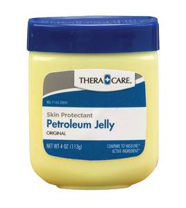 lot 42578 image: TheraCare Petroleum Jelly Skin Protectant, 4 oz  Dry Skin Relief  Chapped Skin & Lips  For Itchy, Sensitive Skin  Protects Cuts, Scrapes & Burns  Compare to Vaseline - Retail $2