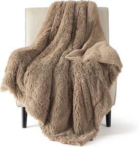 lot 1008 image: Bedsure GentleSoft Fluffy Light Chocolate Brown Throw Blanket, Brown Decor Cozy Gifts for Women Men, Soft Fuzzy Sherpa Fleece Plush Thick Warm Furry Faux Fur Throw Blanket for Couch, Bed, 50x60