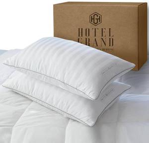 lot 1119 image: Hotel Grand Fluffy Feather Down Pillow 100% Cotton King Size Pillow Set of 2 Pack Medium Firm Hypoallergenic Pillows for BackSide Sleeper Bed Pillows