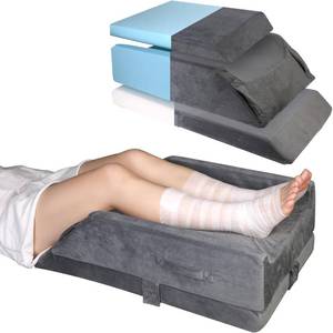 lot 1122 image: 3-Height Adjustable Wide Leg Elevation Pillows for After Surgery or Sleeping, Memory Foam Support for Both Legs, Knee & Ankle Wedge for Swelling & Circulation, Removable Washable Velvet Cover