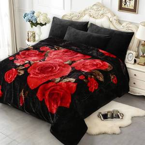 lot 1123 image: JYK Soft Blanket Korean Mink Blanket, 5 LB Fleece Blanket Queen 83 x 91 - 2 Ply Reversible Super Soft Plush, Medium Thick, Warm Bed Blanket for Autumn Winter - PeonyRose