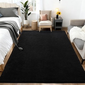 lot 1130 image: Large Area Rugs for Bedroom Living Room - 4x6 Feet Ultra Soft Black Rug Thickened with Memory-Foam, Solid Modern Minimalist Carpets for Home Decor, Non-Slip and Comfy Nursery Room Rugs