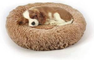 lot 1131 image: Dog Bed, Cat Calming Bed, Faux Fur Pillow Pet Donut Cuddler Round Plush Bed for Large Medium Small Dogs and Cats