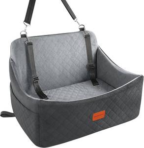 lot 1132 image: Wooaidagg Dog Car Seat for Medium & Large Dogs Up to 55lbs, Memory Foam Cushion, Washable Cover, Safety Straps & Non-Slip Base(BlackGrey,Large)